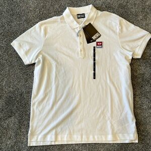 Diesel t kal patch polo shirt white